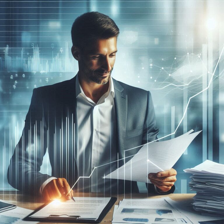 A-realistic-professional-and-dynamic-image-representing-the-concept-of-financial-stability-and-economic-relief.-Show-a-relieved-entrepreneur-or-professional-reviewing-papers-in-a-bright-office-ARCA