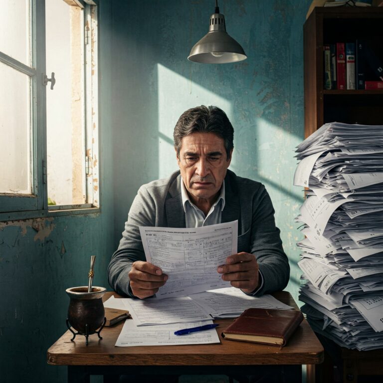 Representa la complejidad del debate sobre el Impuesto a las Ganancias en Argentina, enfocándose en la situación de los autónomos y las pymes