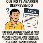 Ilustración de monotributista confundido con notificación de recategorización de ARCA.